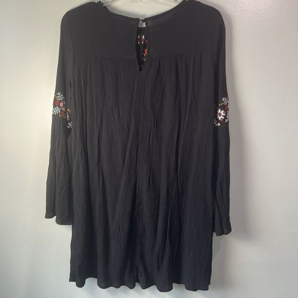 Blue Rain Black Mini Dress With Floral Embroidery Lined, Size S - Picture 6 of 14